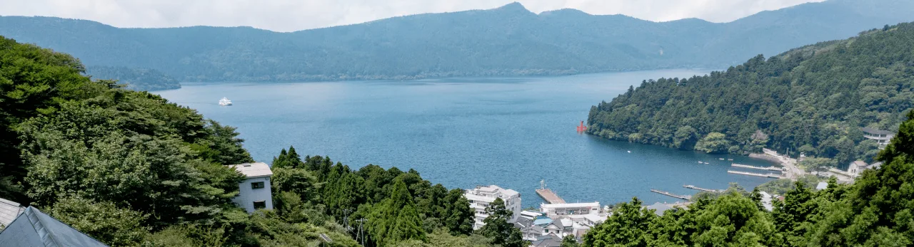 芦ノ湖と元箱根の街並みを見渡すパノラマ